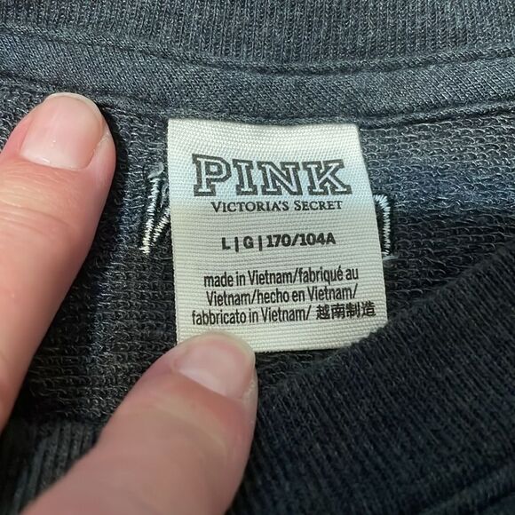 Victoria’s Secret Pink Tie Dye Crop Pullover, Grey, Teal, long sleeve, Large - Picture 2 of 5